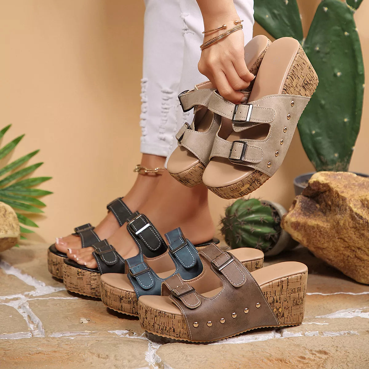 Open Toe Wedge Sandals