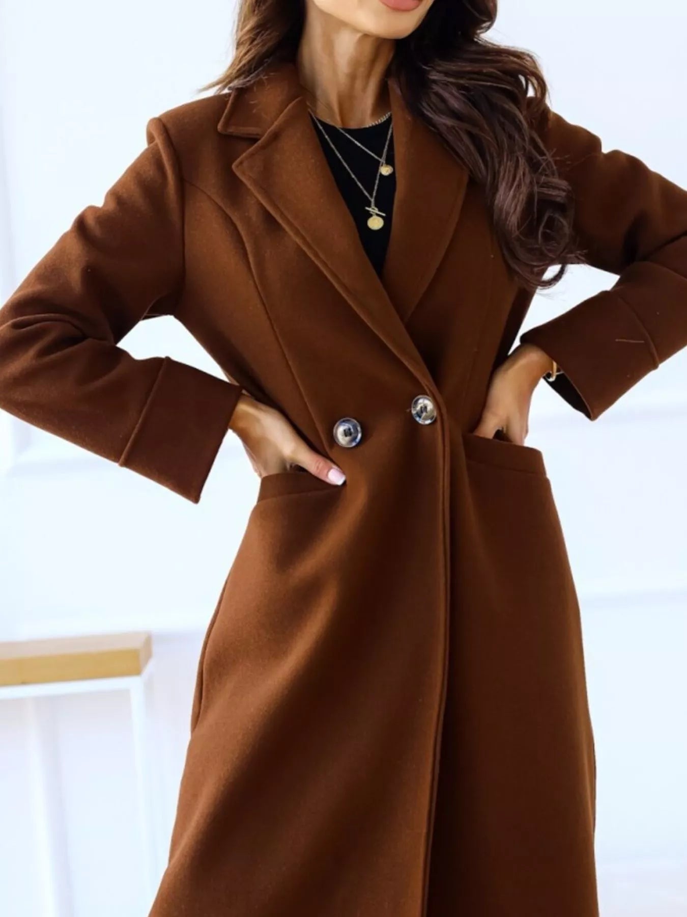 Lapel Collar Wool Blend Overcoat