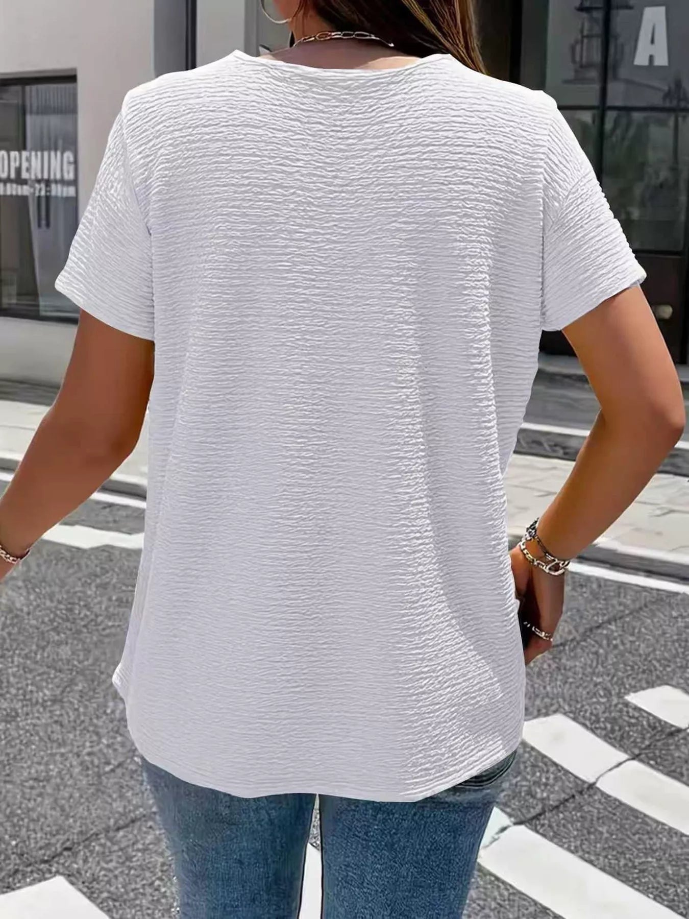 Textured Short Sleeve Blouse