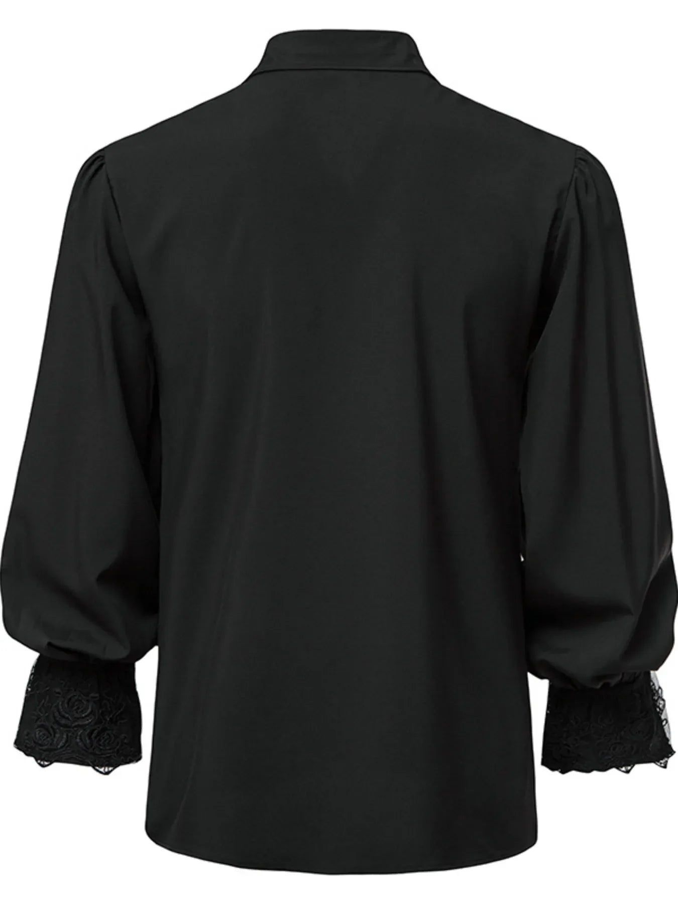 Men's Ruffled Lace Detail Long Sleeve Blouse