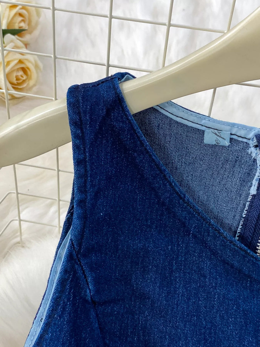 Button Detail Vest and Flare Jeans Denim Set