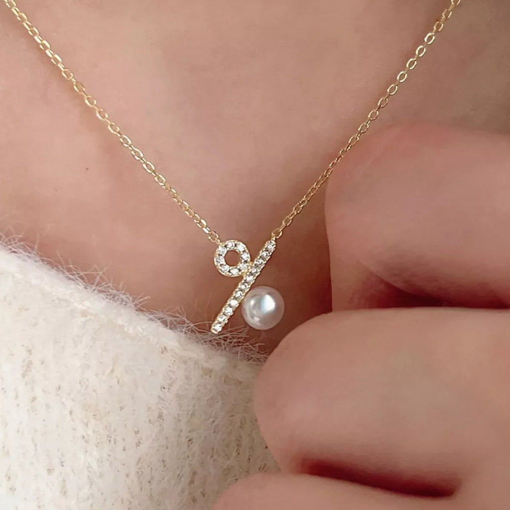 Pearl Percentage Pendant Necklace