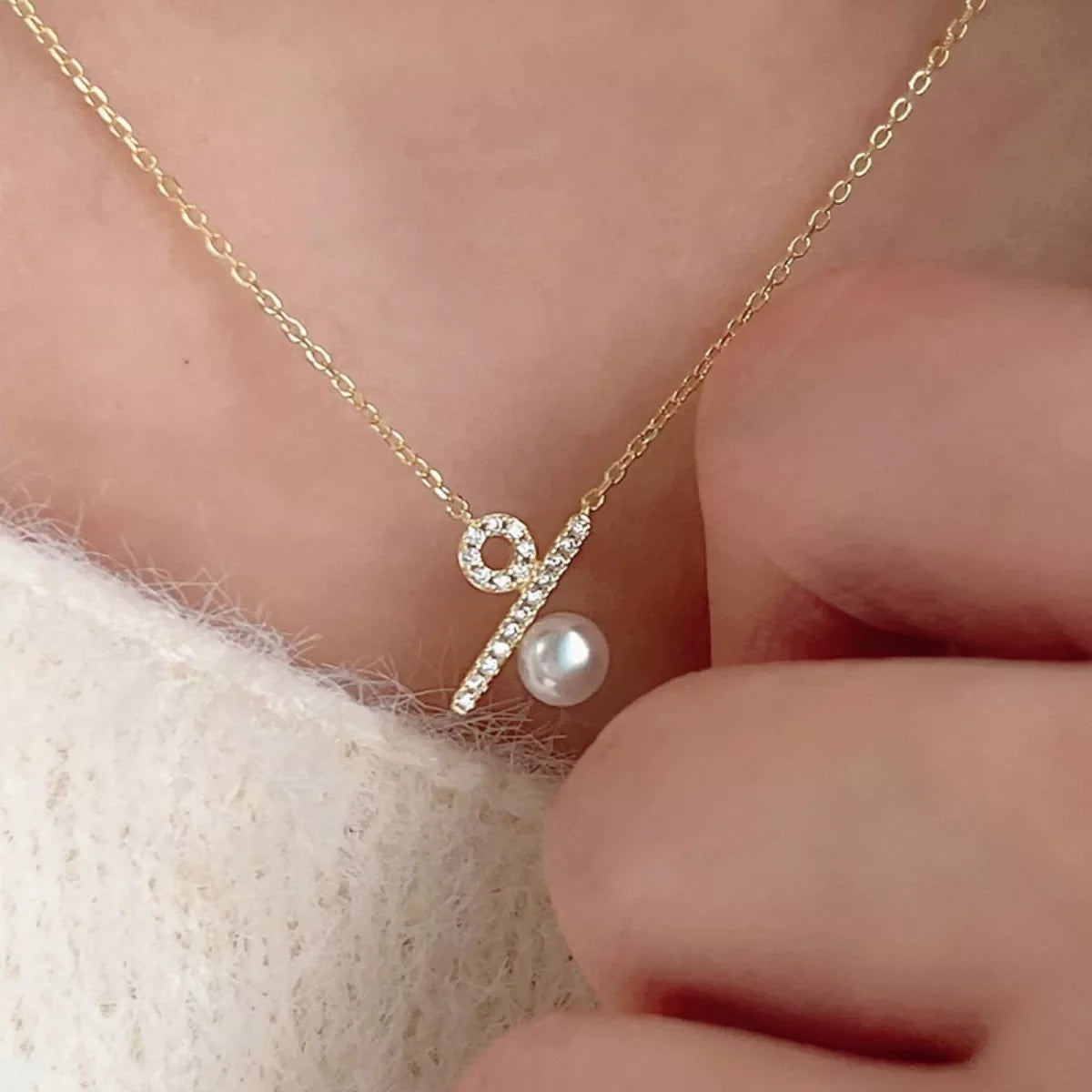Pearl Percentage Pendant Necklace