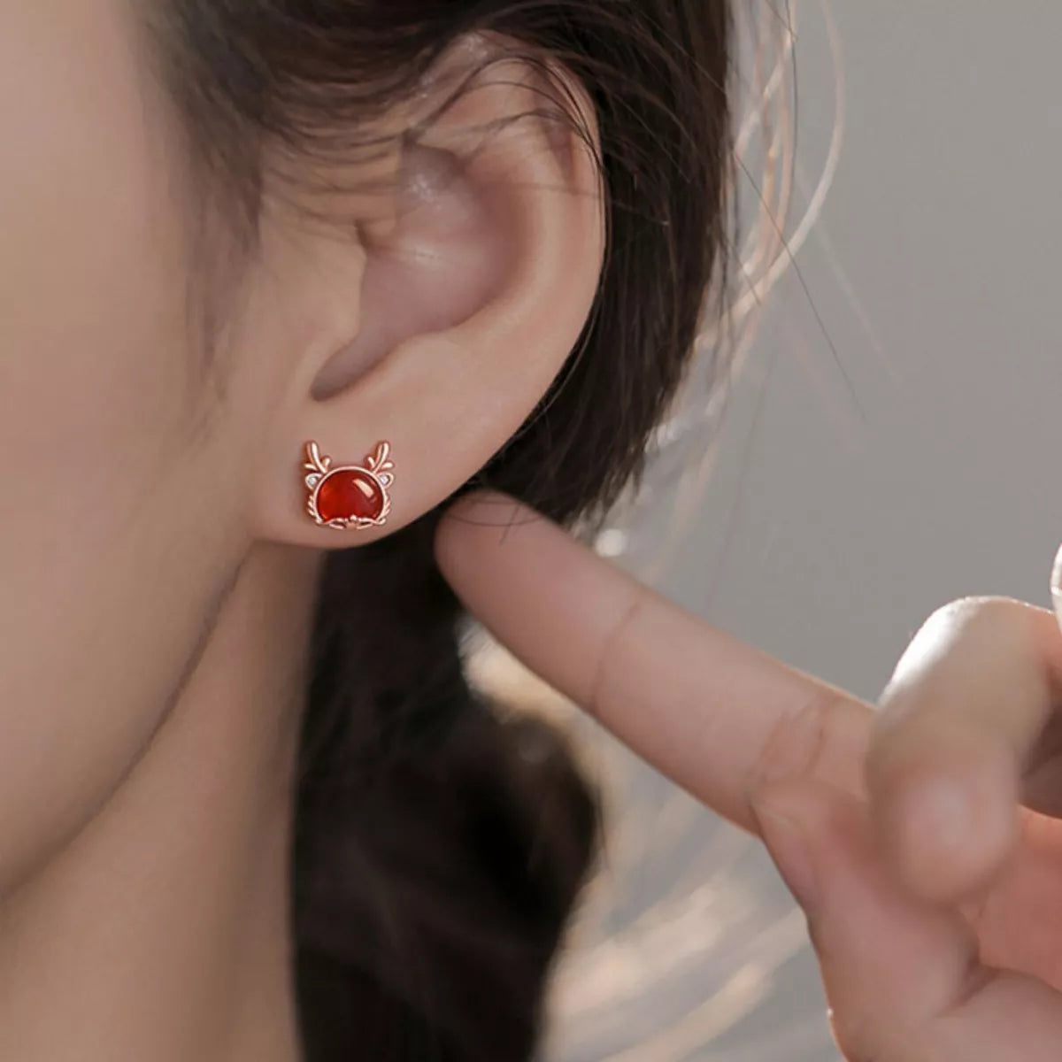 925 Sterling Silver Deer Stud Earrings