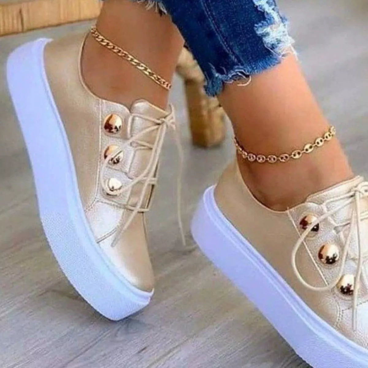 Round Toe Platform Sneakers
