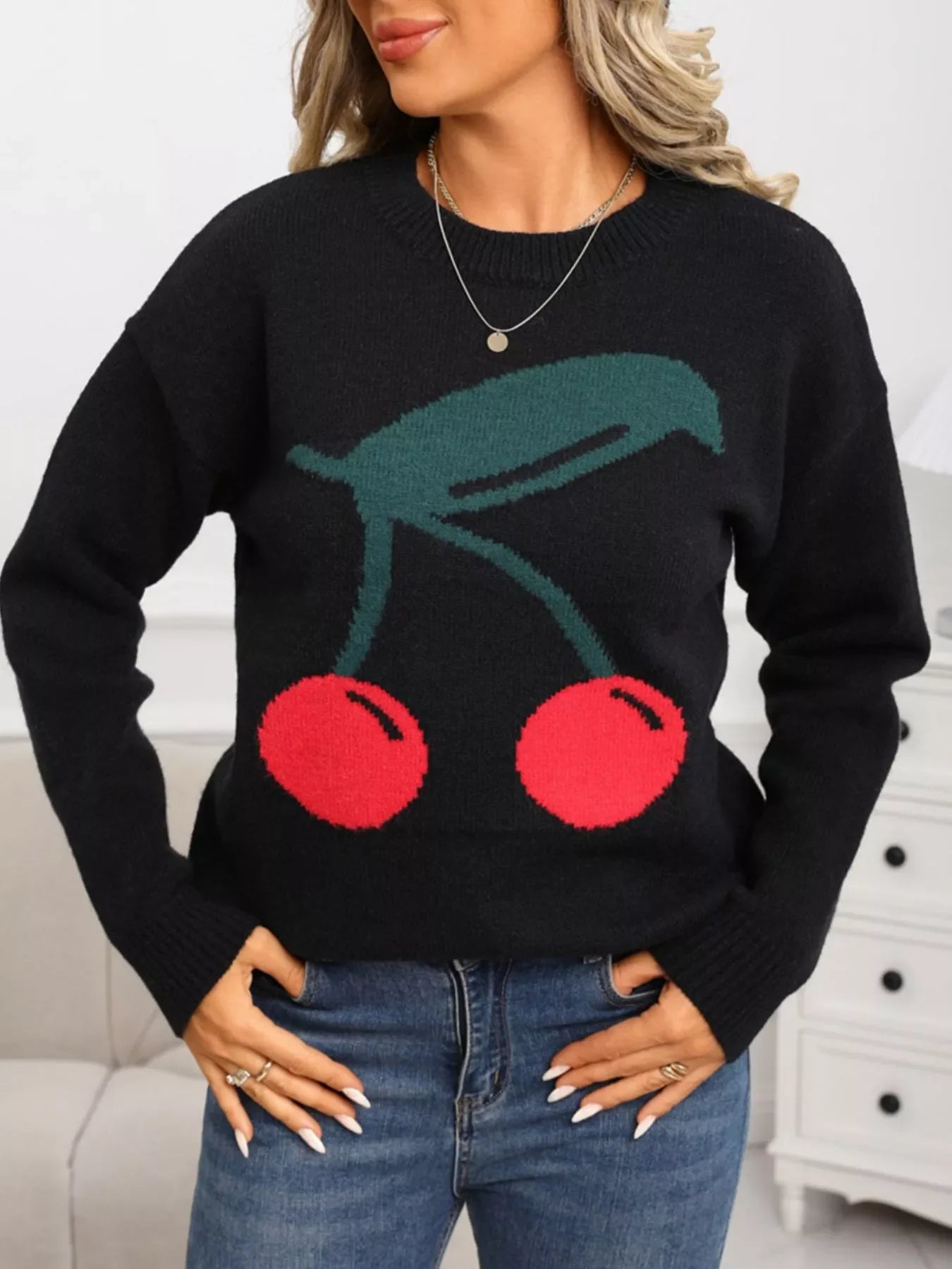 Cherry Round Neck Sweater