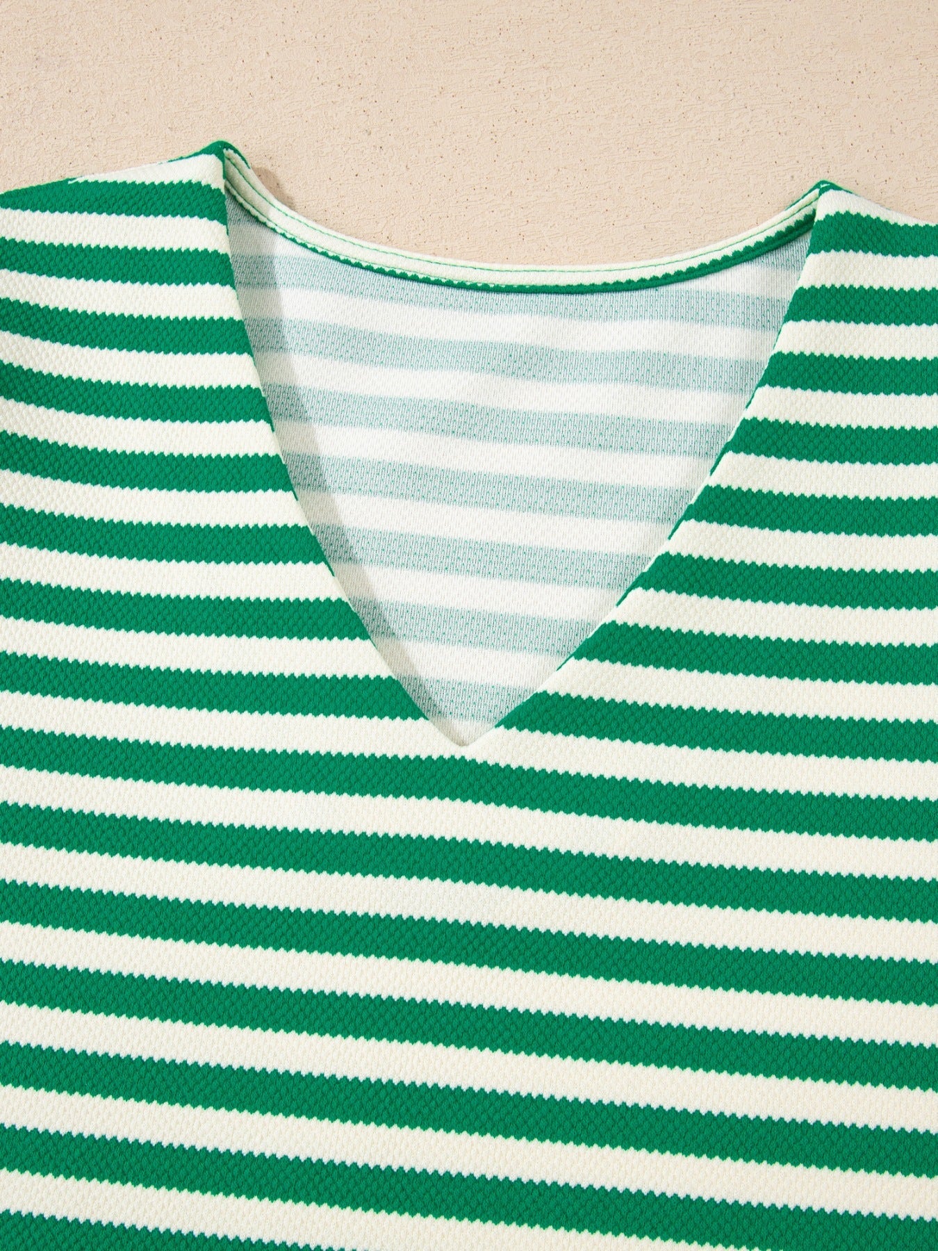 Striped Puff Sleeve V-Neck Blouse