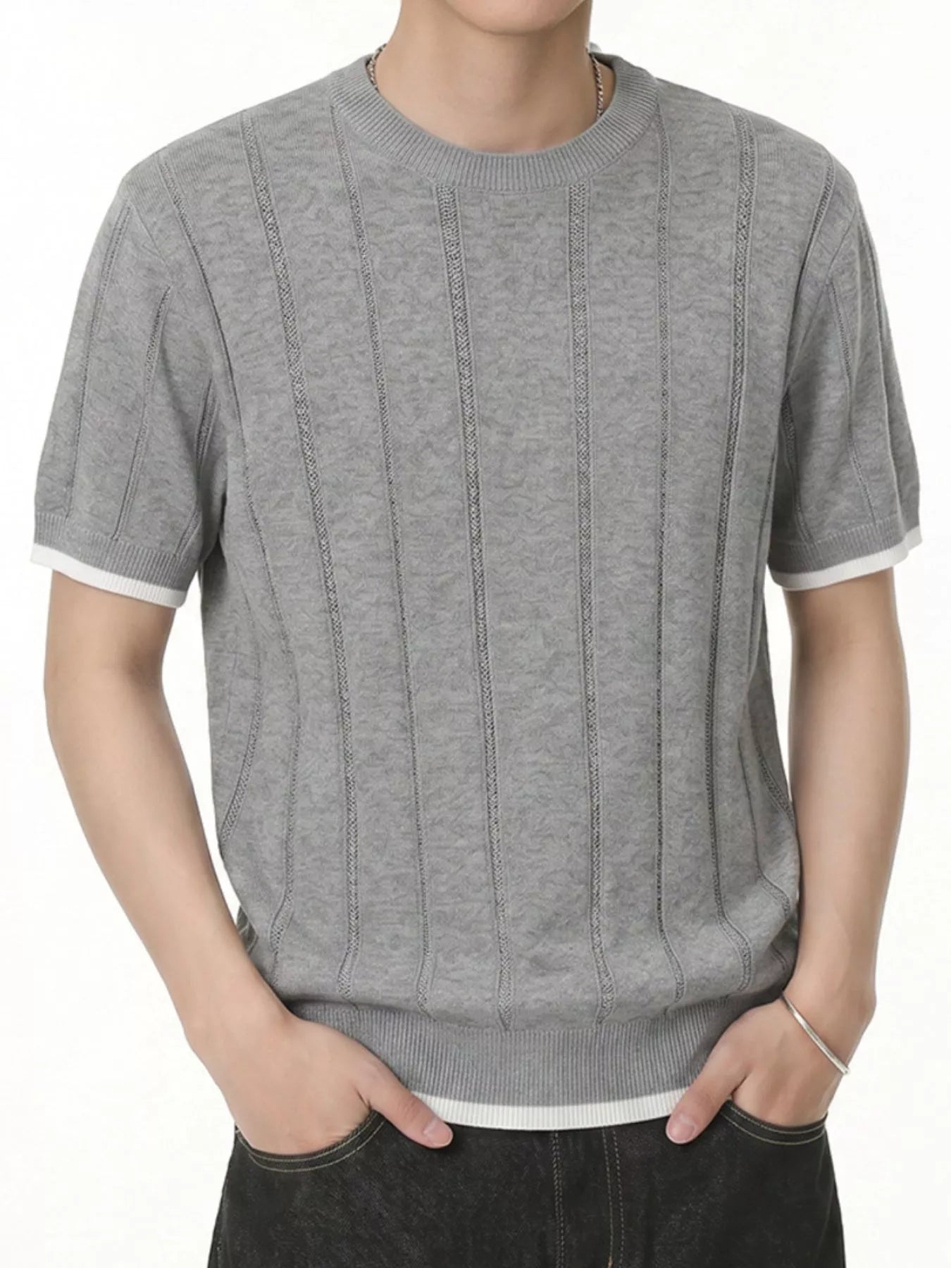 Men's Contrasting Trim Knit T-Shirt