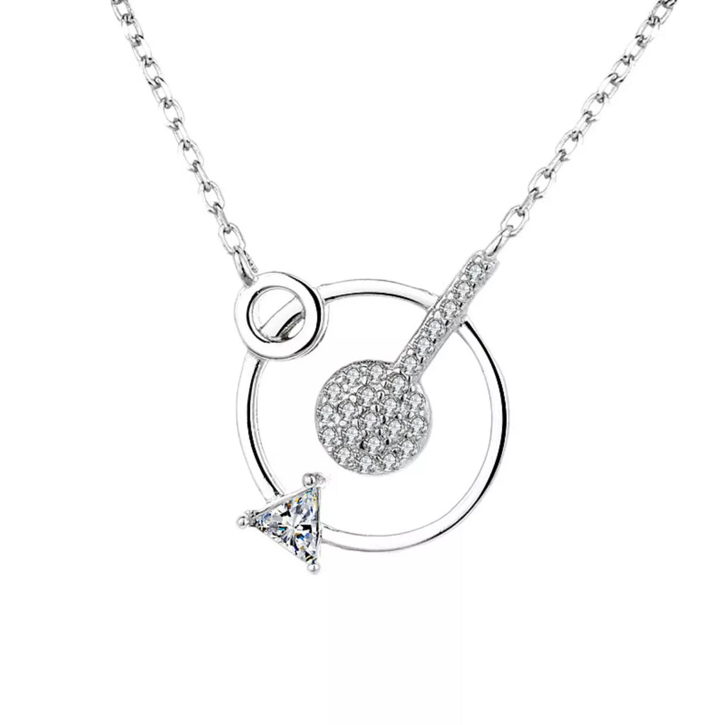 925 Sterling Silver Zircon Geometric Pendant Necklace