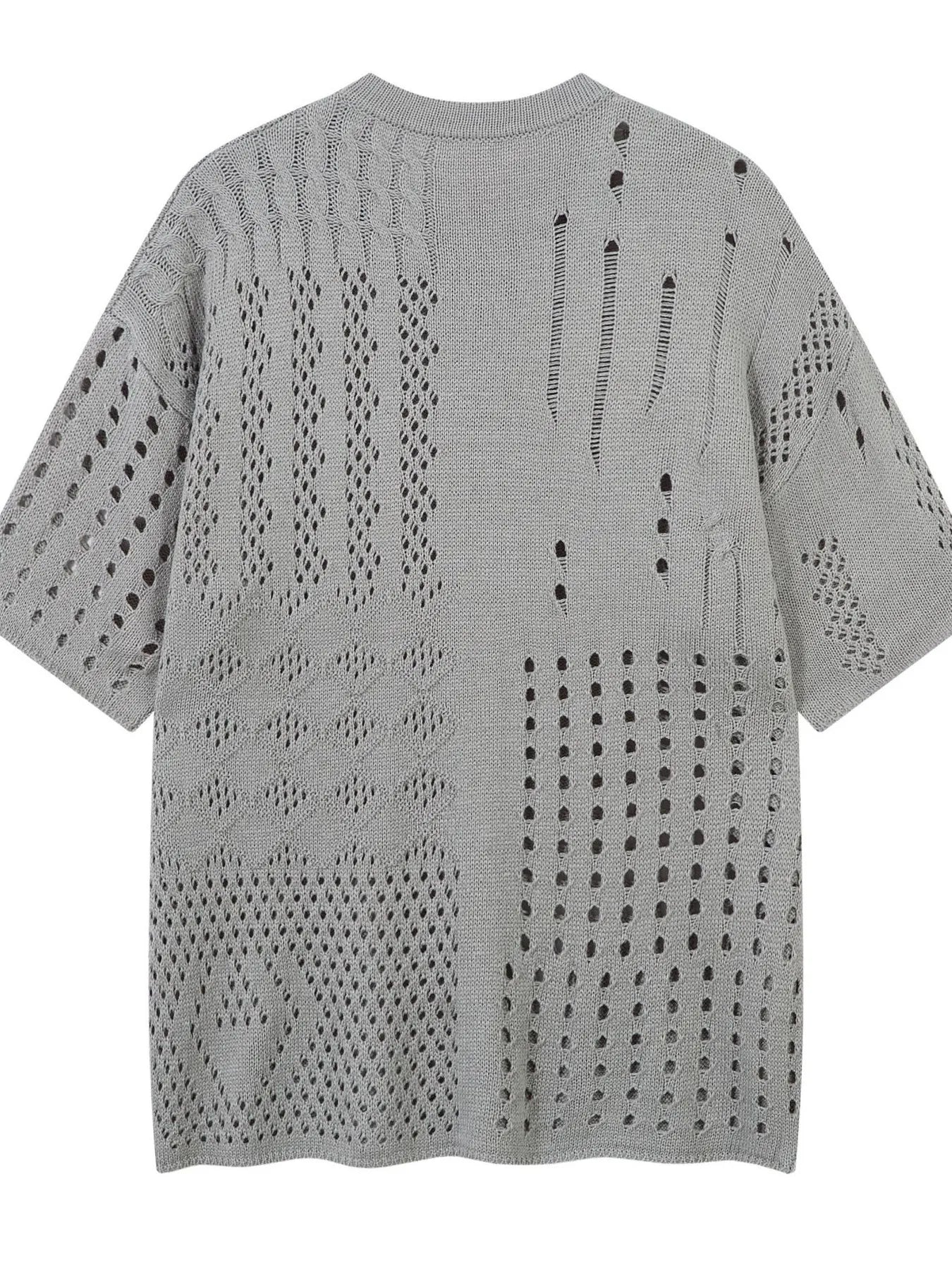 Men's Openwork Button Detail Knit Henley T-Shirt