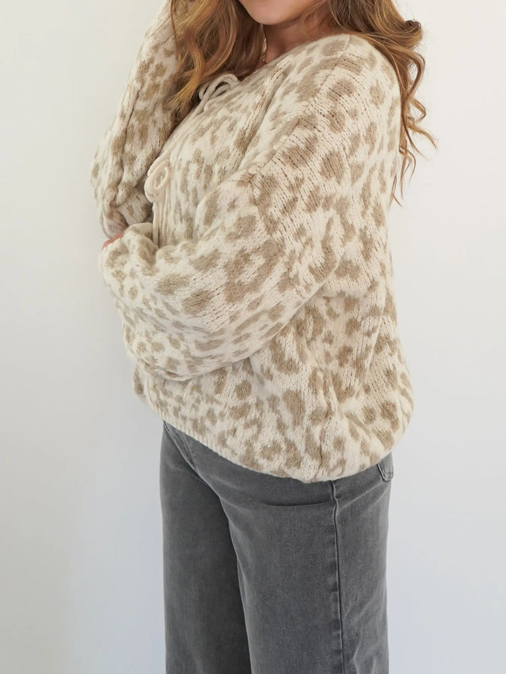 Leopard Tie Front Cardigan