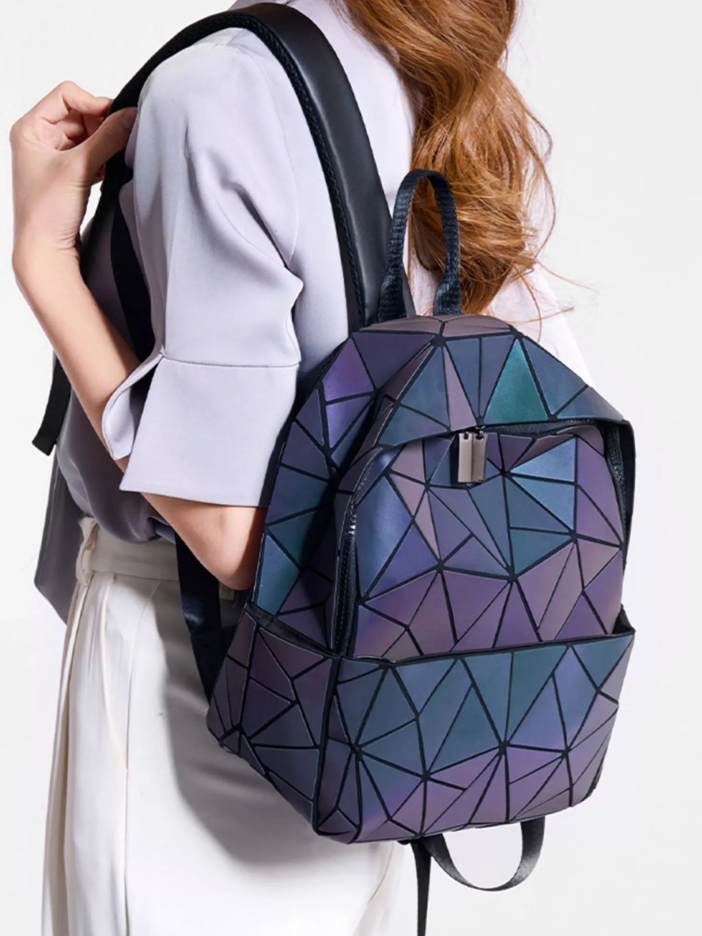 Geometric Adjustable Straps Backpack Bag