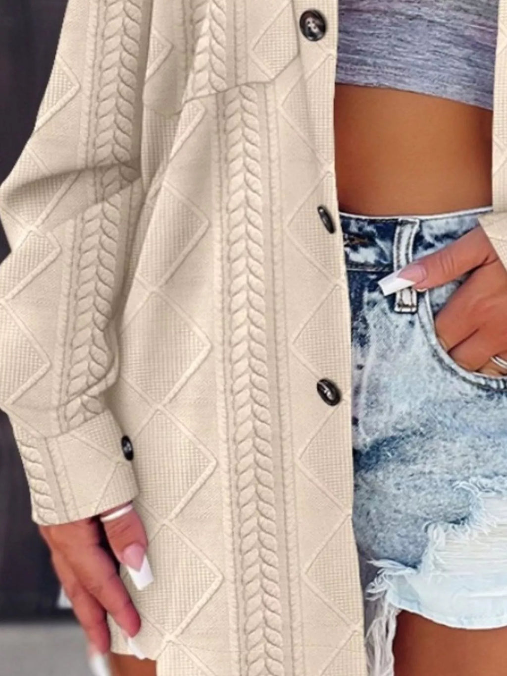 Button Up Long Sleeve Knit Outerwear