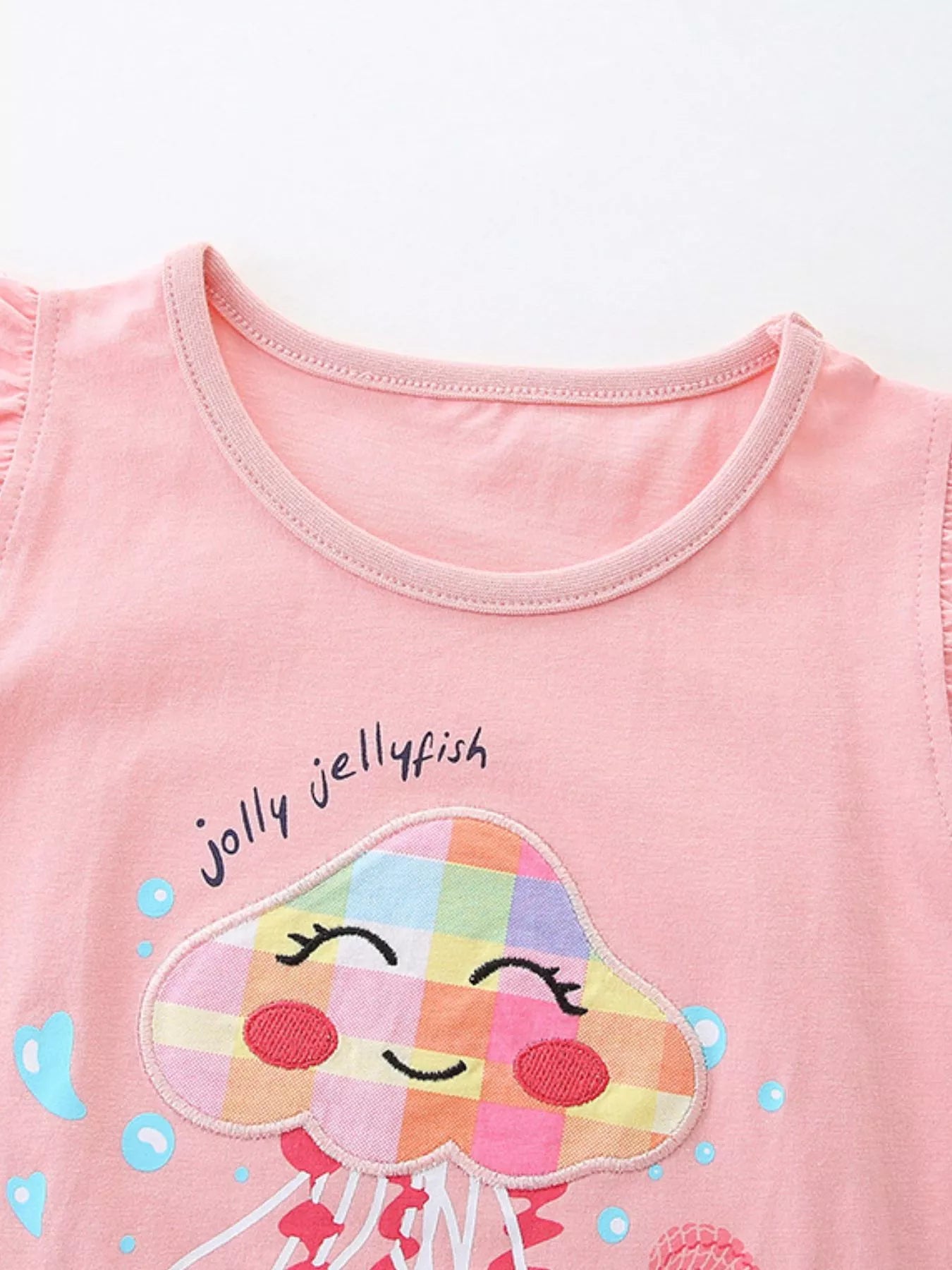 Children's Jolly Jellyfish Embroidered Top and Shorts Set
