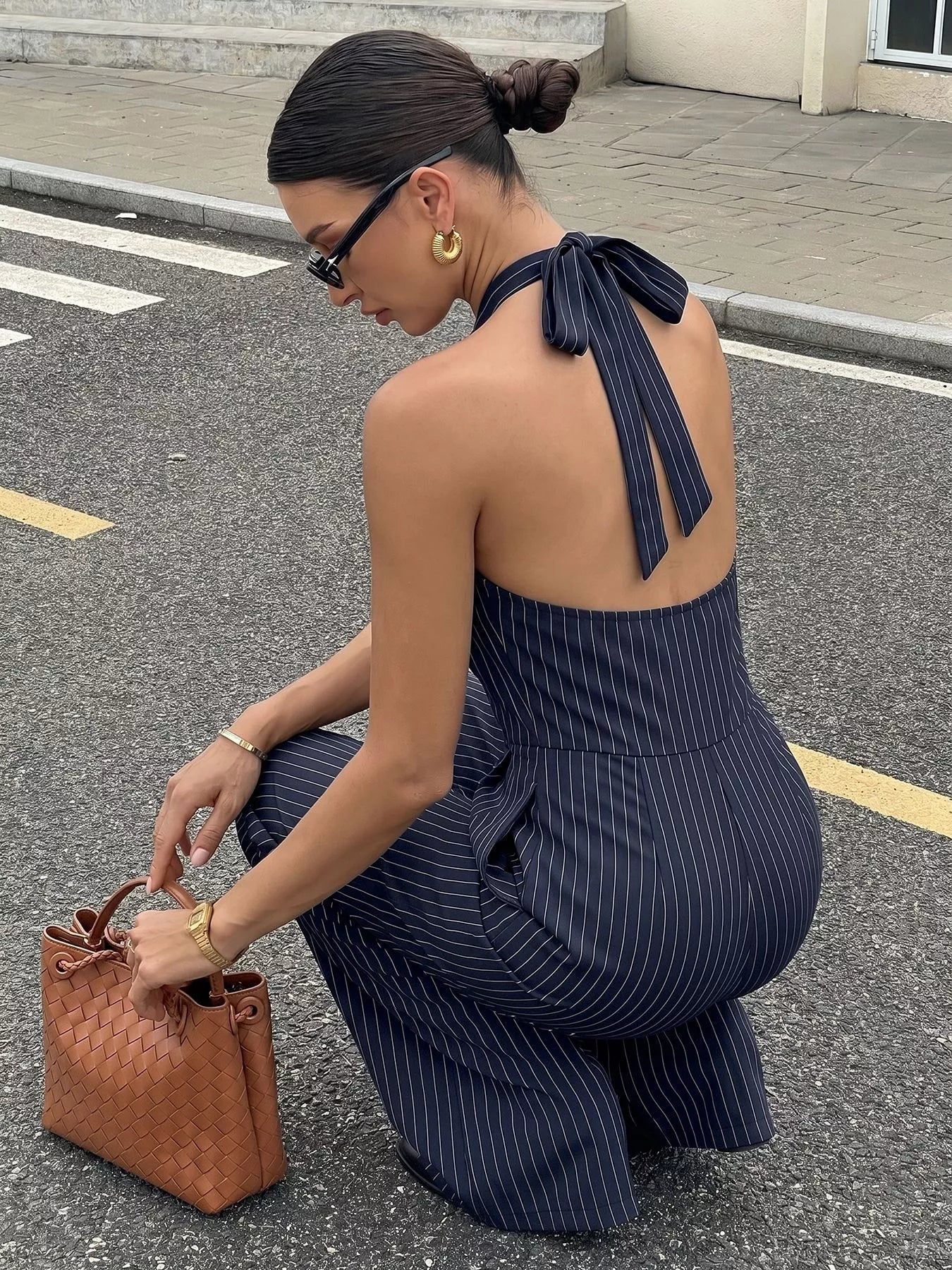 Striped Halter Neck Jumpsuit