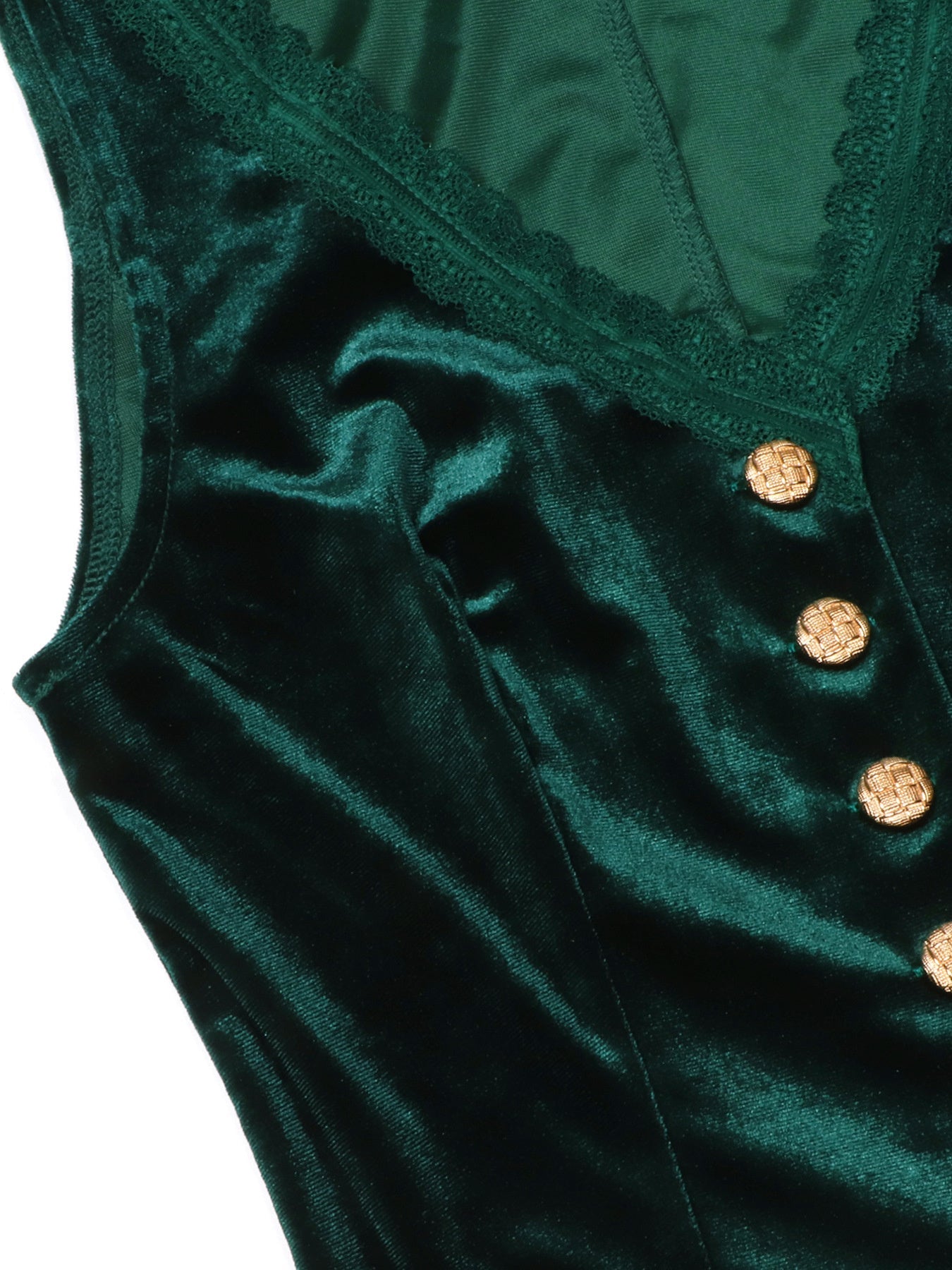 Velvet Lace Trim Button-Down Vest