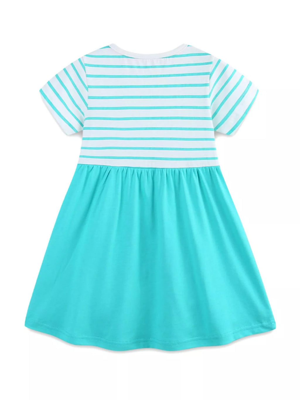 Children's Striped Turtle and Fish Embroidered Dress