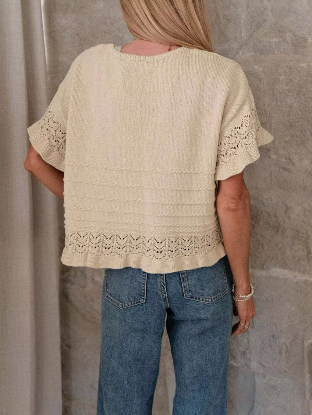 Lace Trimmed Knit Top