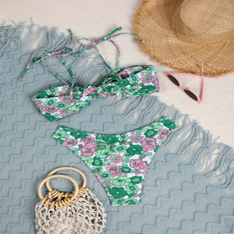Style Printed Strapless Sexy Bikini Women's Swimwear
