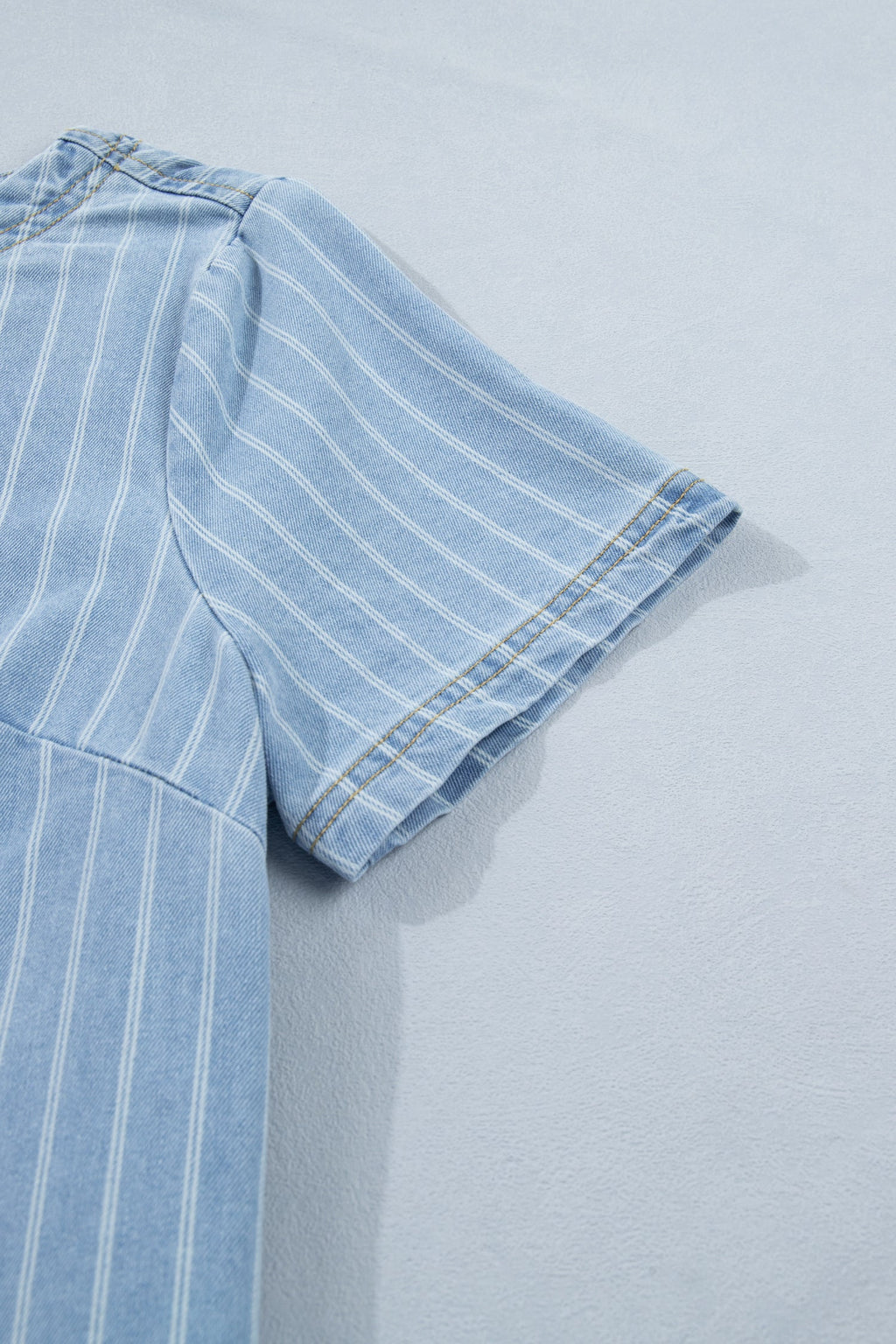 Stripe Denim Buttoned Back Mini T-Shirt Dress