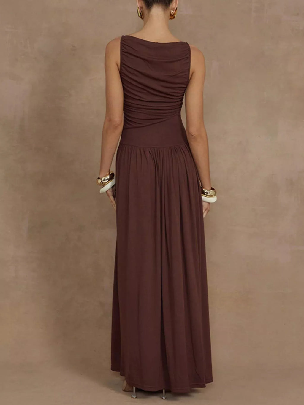 Ruched Sleeveless Maxi Dress