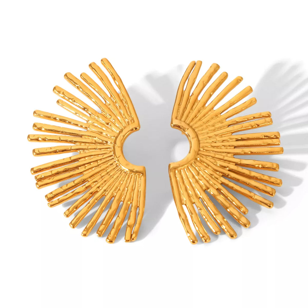 Stainless Steel Fan-Shaped Earrings