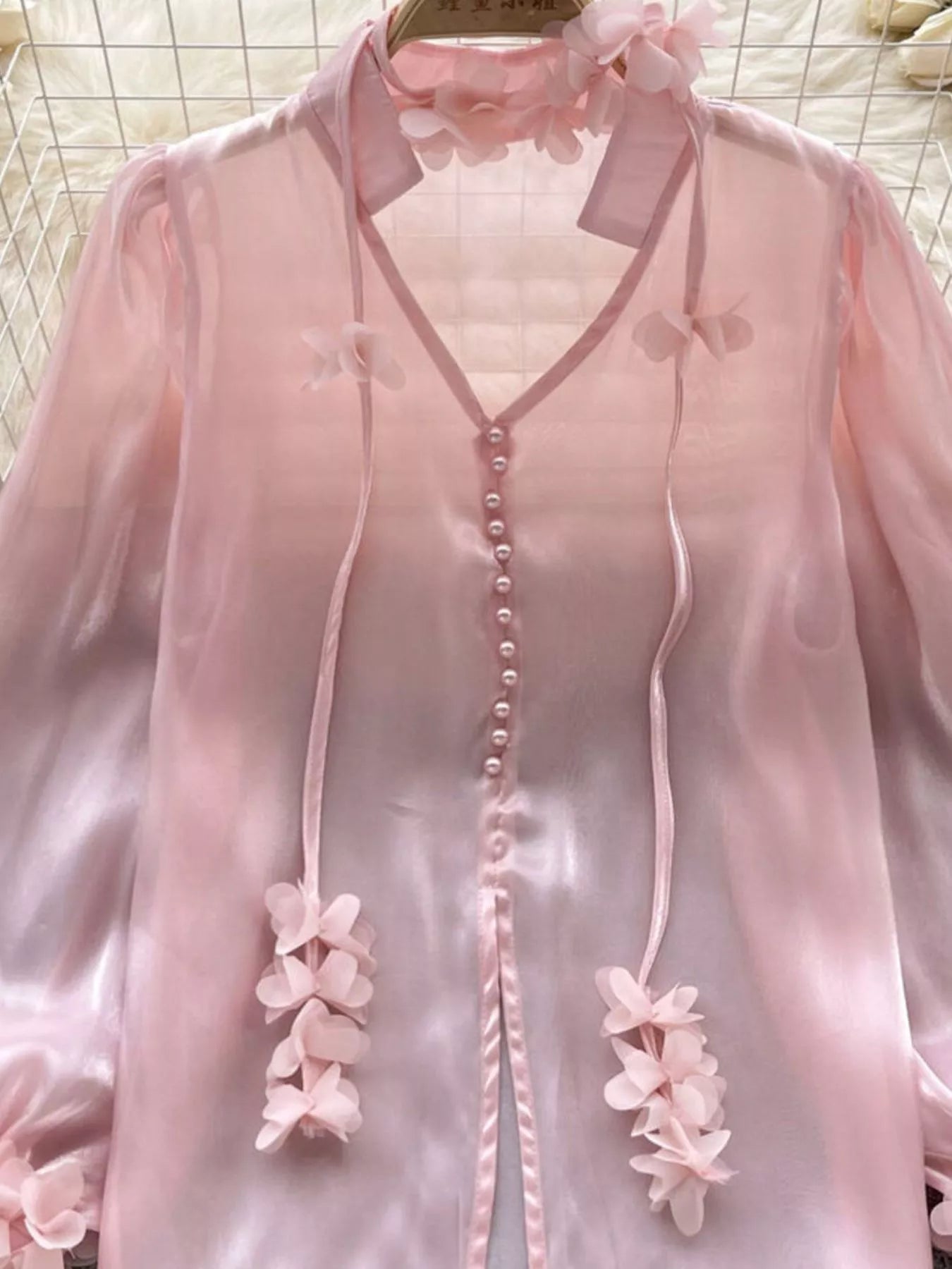 Sheer Floral Embellished Shirt