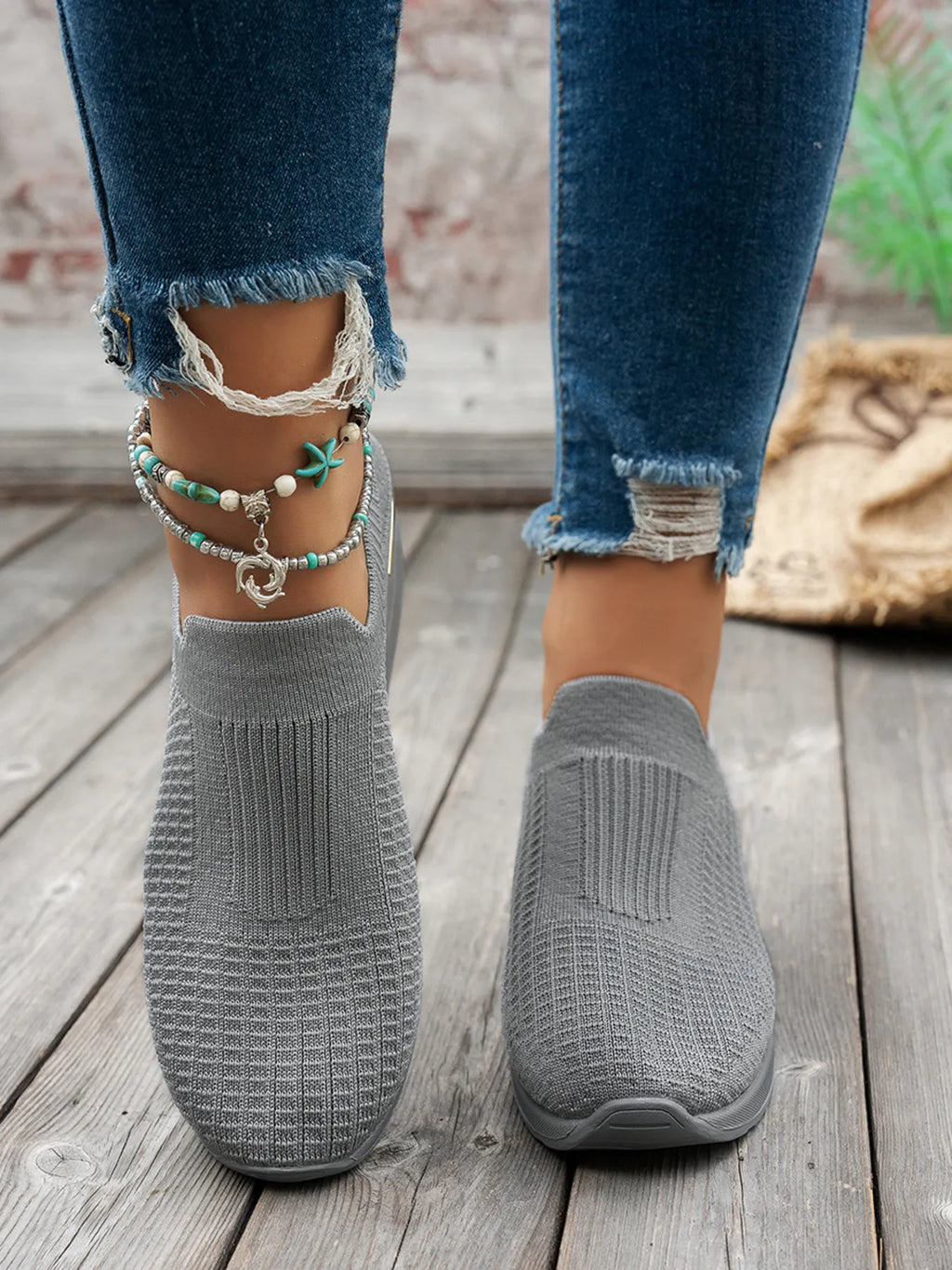 Round Toe Wedge Sneakers