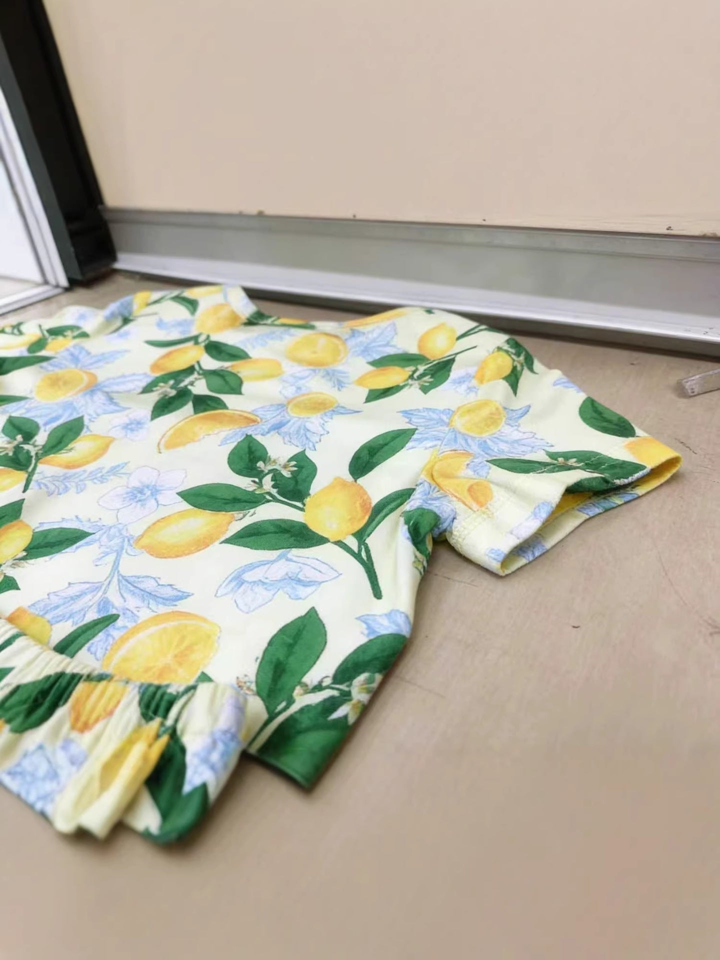 Children's Lemon Print Tee and Shorts Set