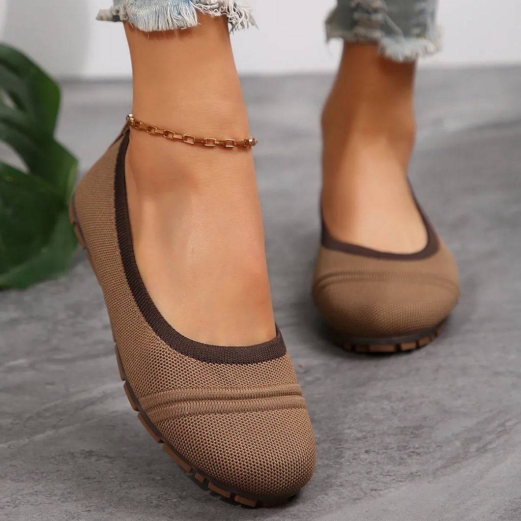 Mesh Round Toe Flat Slip-Ons