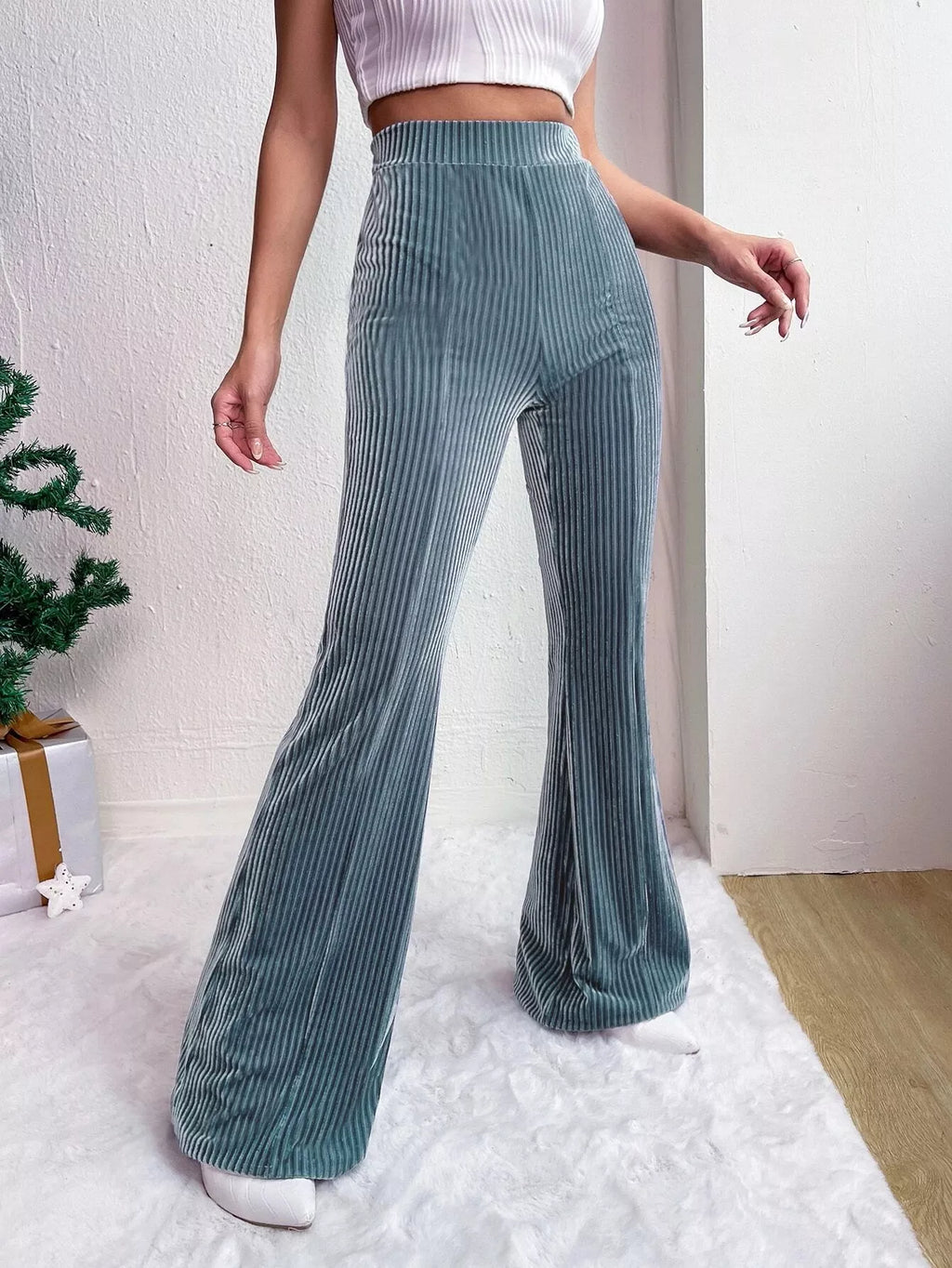 Corduroy High Waist Flare Pants