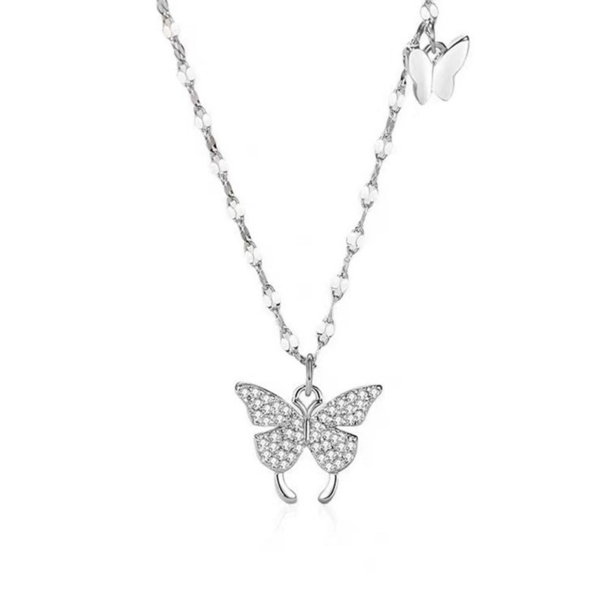 925 Sterling Silver Zircon Butterfly Necklace