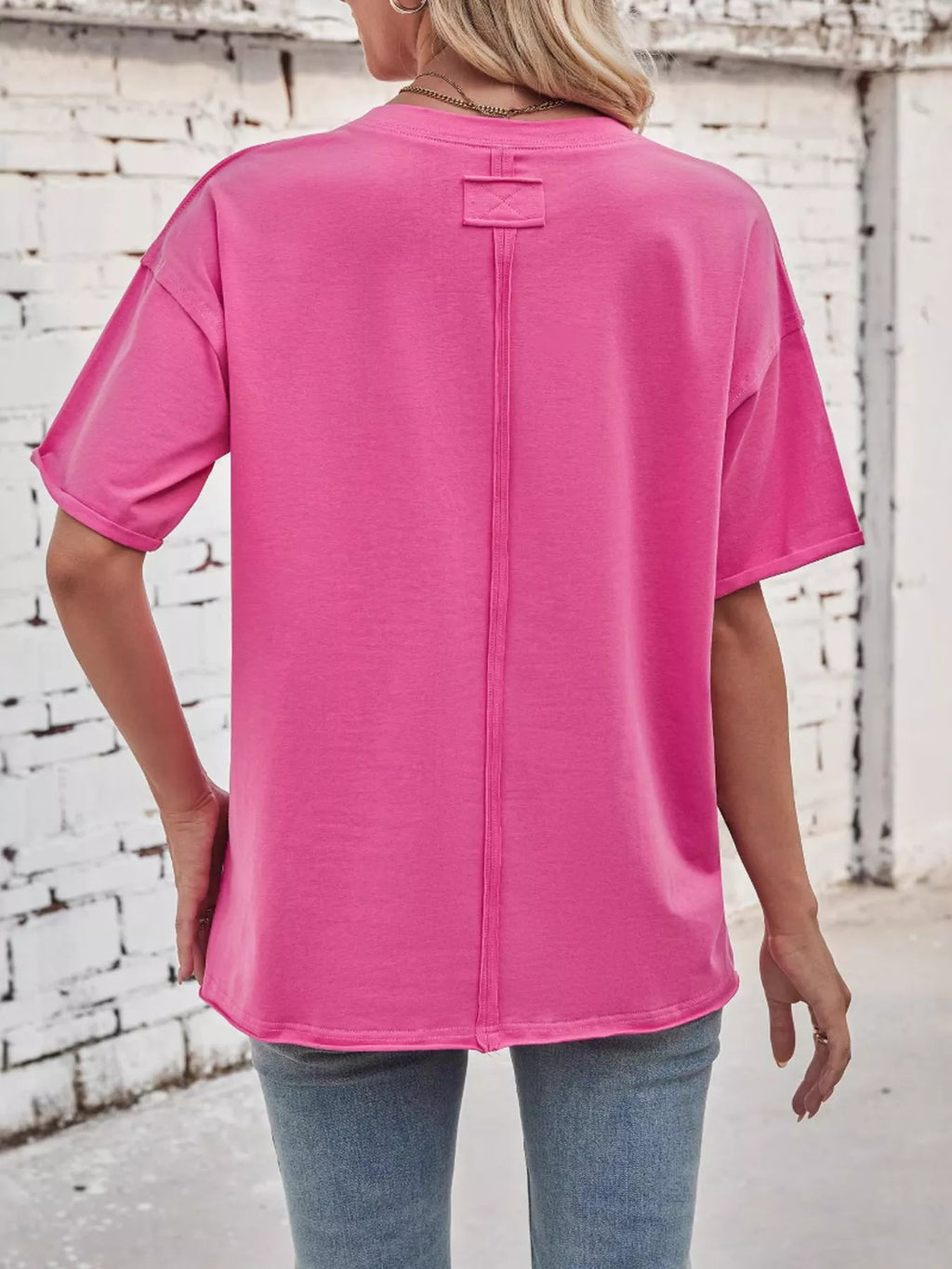 Casual Loose Fit Solid Color T-Shirt