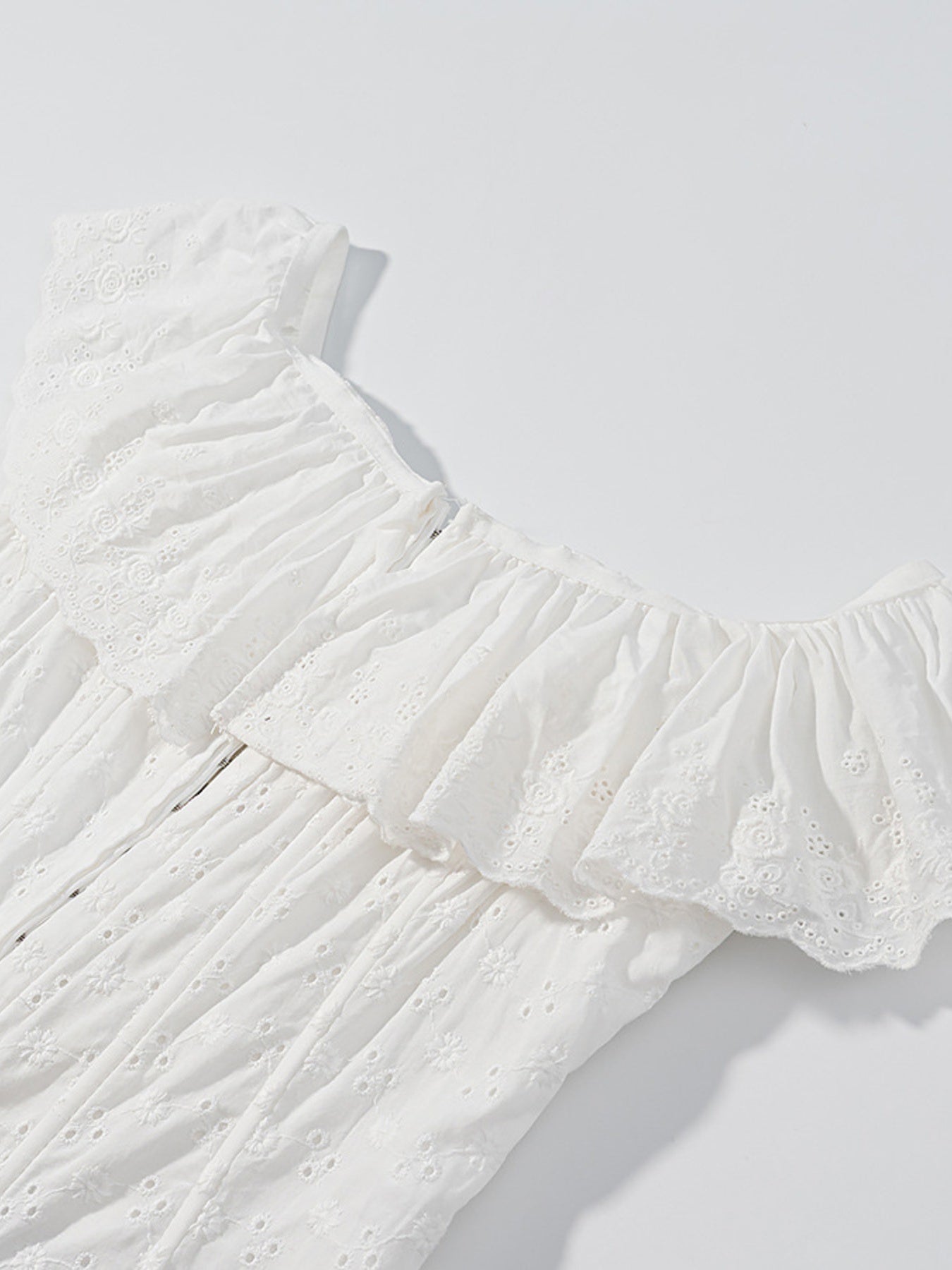 Lace Up Back Eyelet Ruffle Trim Tank