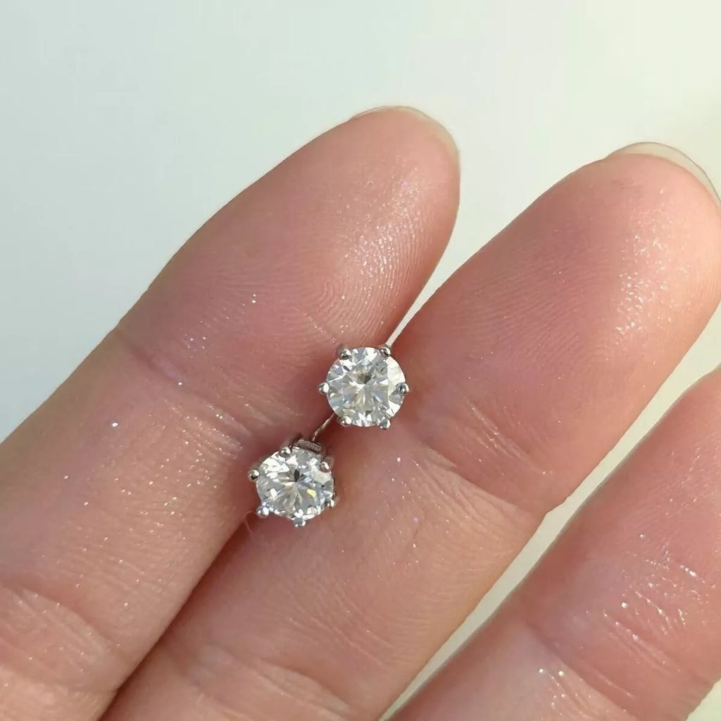 2 Carat 925 Sterling Silver Moissanite Stud Earrings