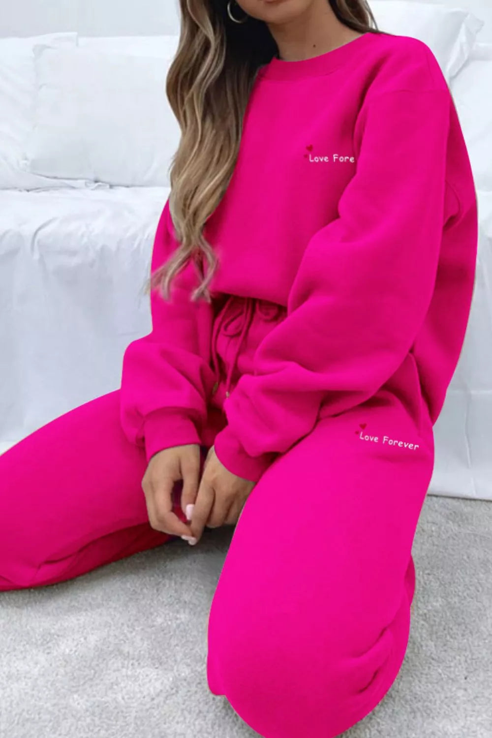 Round Neck Sweatshirt and Joggers Set