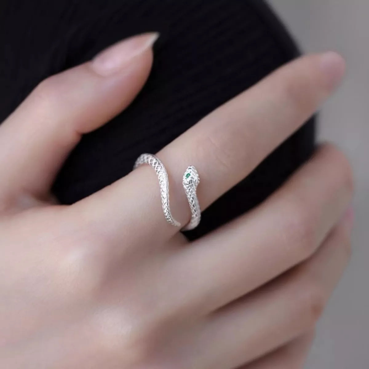 925 Sterling Silver Snake Bypass Ring