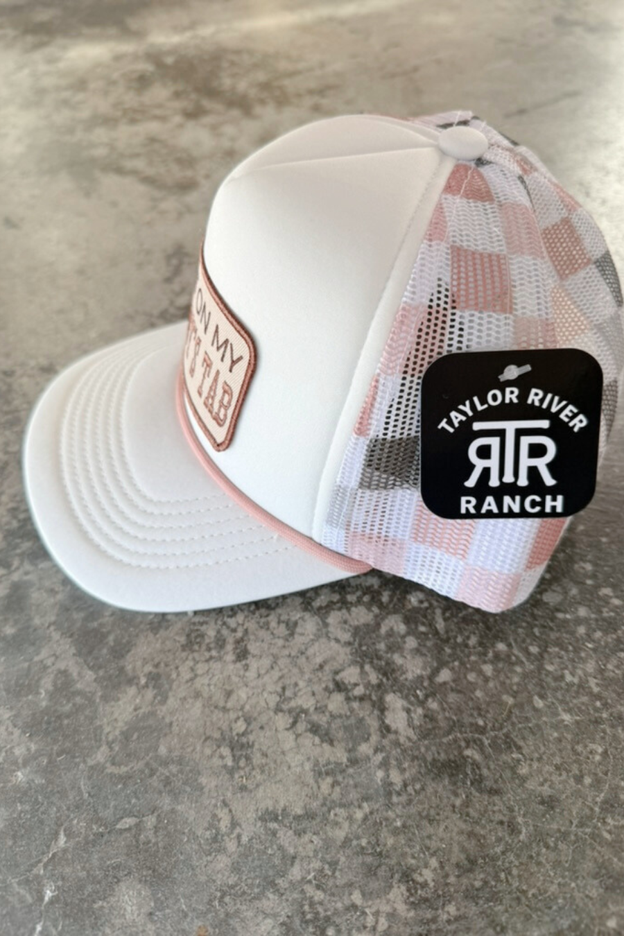 PUT IT ON MY COWBOY'S TAB // Embroidered Patch on Checkered Hat