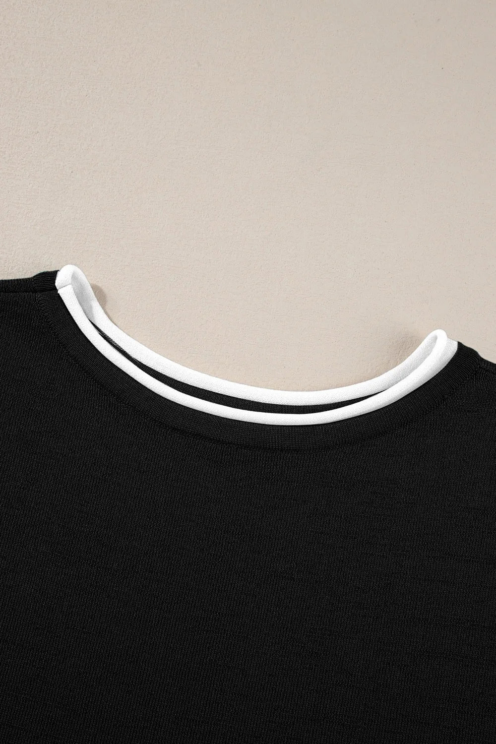 Contrast Trim Round Neck Top and Pants Set