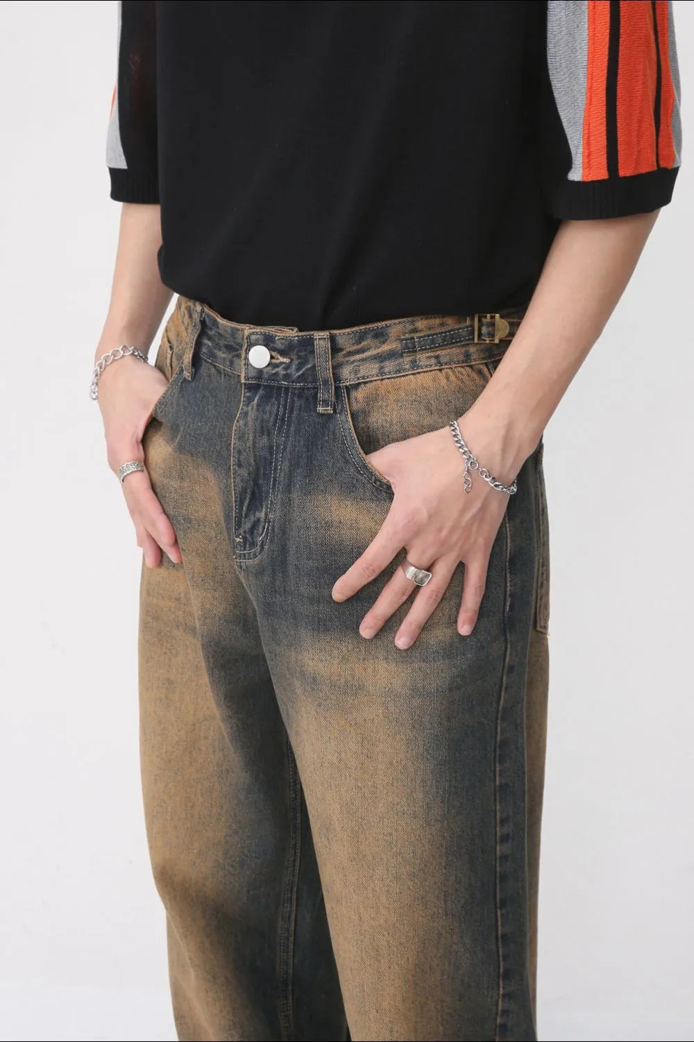 Raw Hem Straight Leg Jeans