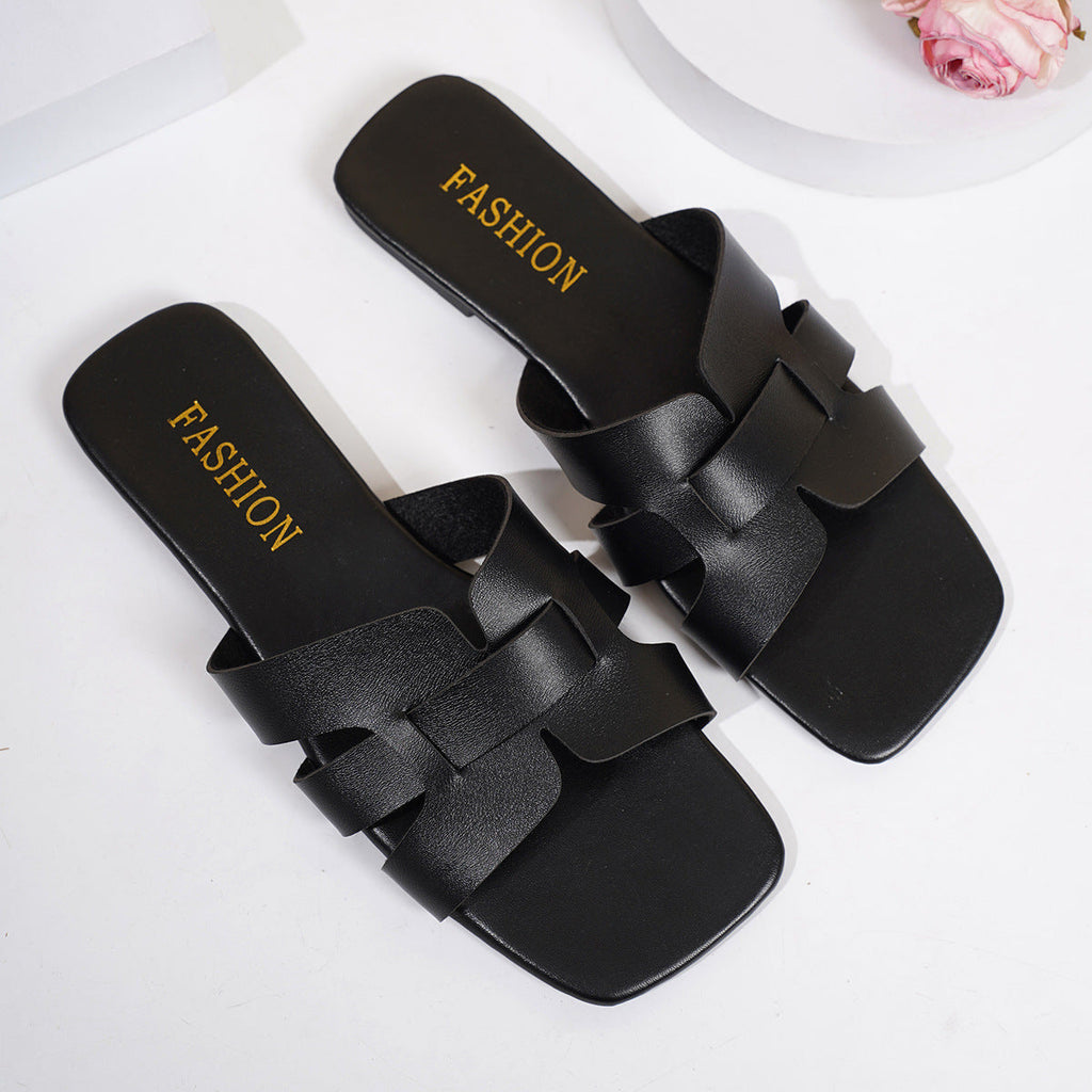 Woven Strap Slide Sandals