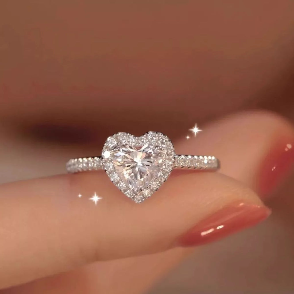 1 Carat Moissanite 925 Sterling Silver Heart Ring