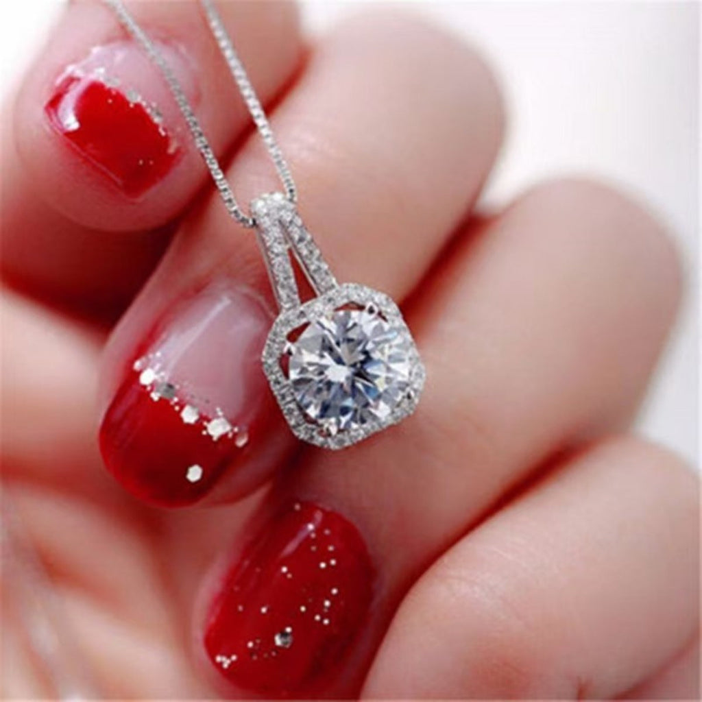 1 Carat Moissanite 925 Sterling Silver Pendant Necklace