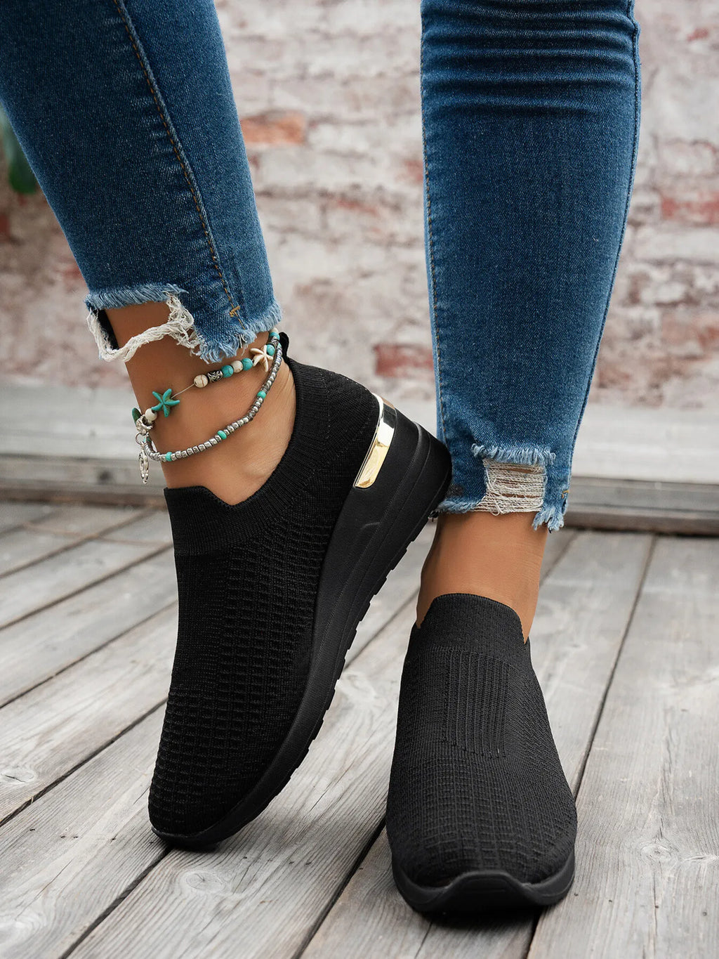 Round Toe Wedge Sneakers