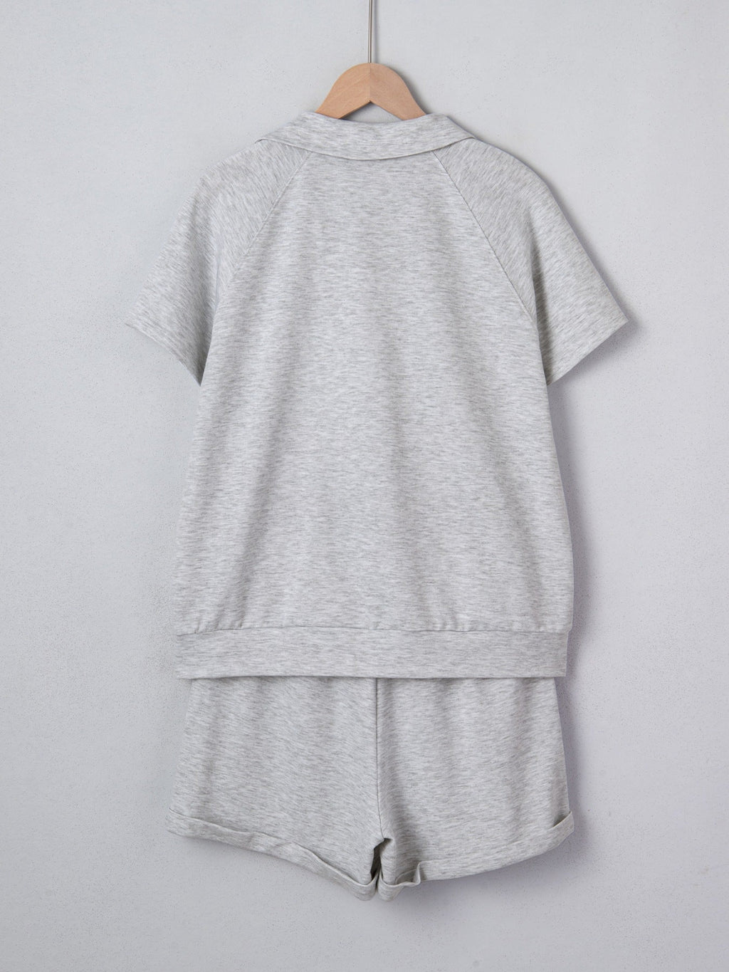 Polo Collar Short Sleeve Top and Shorts Set