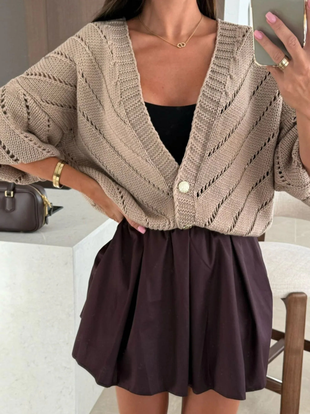 Openwork Long Sleeve Cardigan