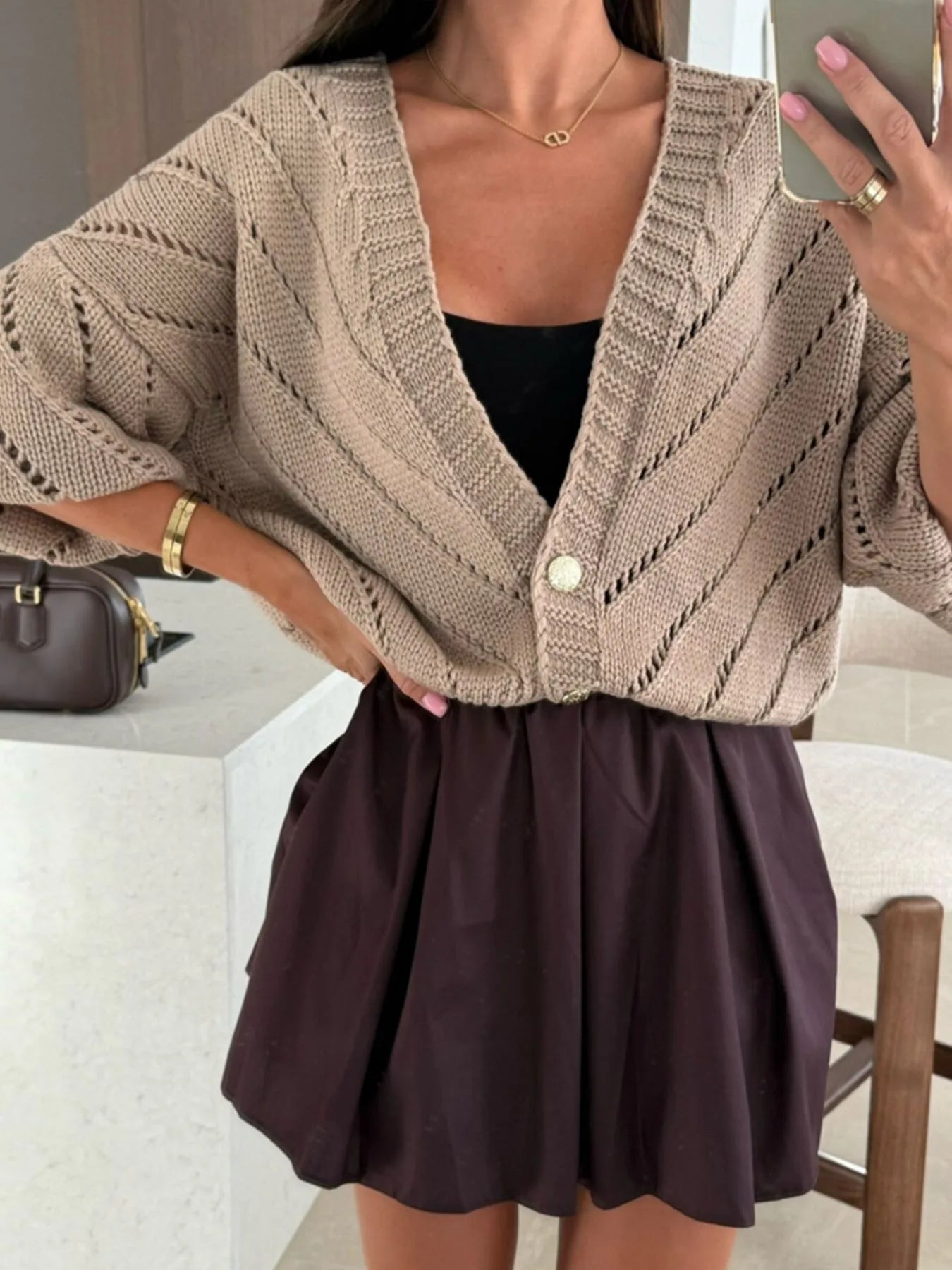 Openwork Long Sleeve Cardigan