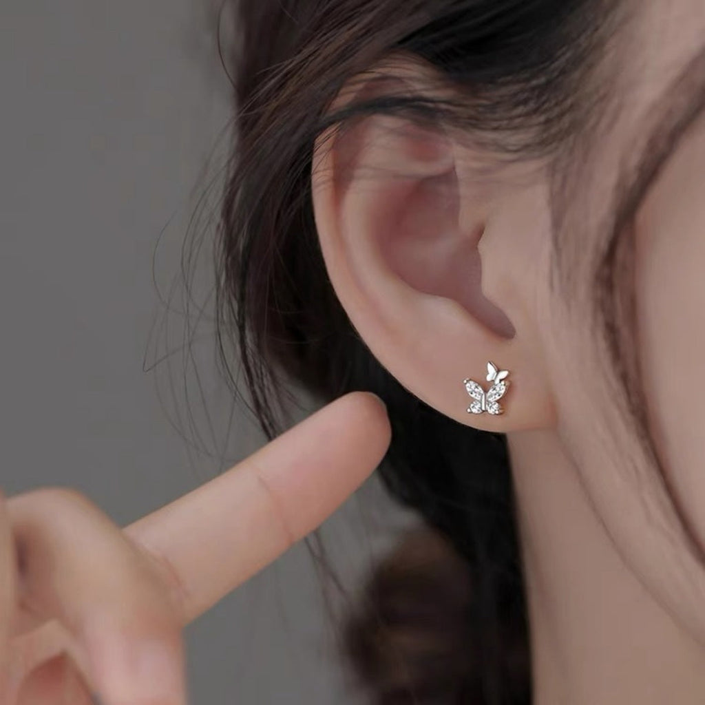 925 Sterling Silver Butterfly Stud Earrings