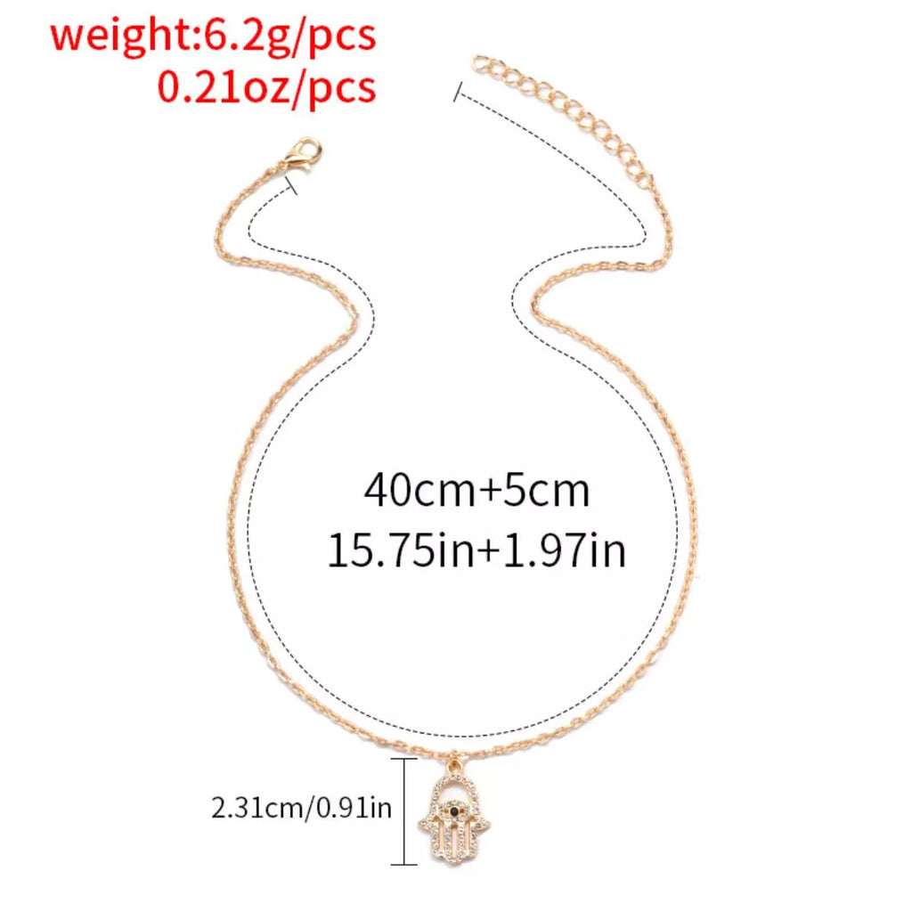 Zinc Alloy Rhinestone Evil Eye Necklace