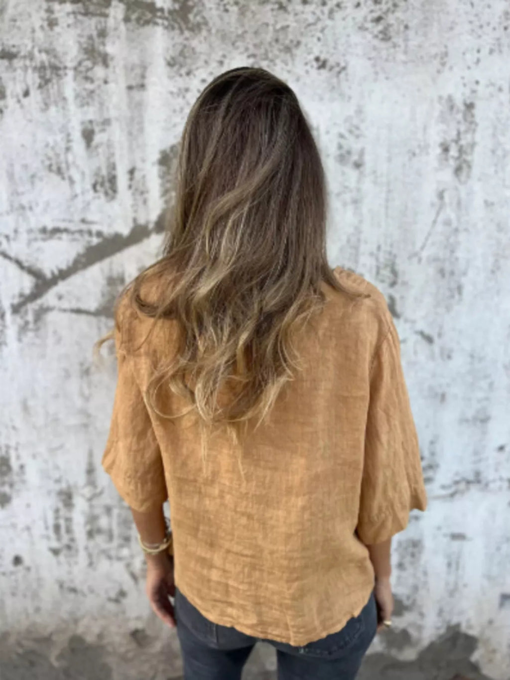 Full Size One Button V-Neck Shirt Plus Size